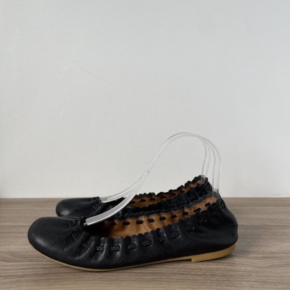 See By Chloe Black Leather Flats Ballet Jane Sz 7.5 US 100% AUTHENTIC - Picture 1 of 8